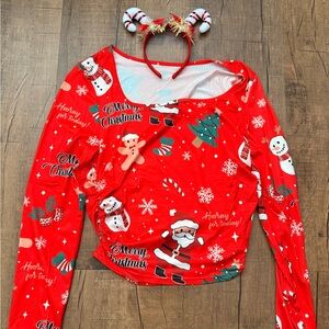 Long Sleeve Christmas Tee with Headband